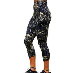 CVG Constantly Varied Gear Gold Marbled Capri Leggings Black